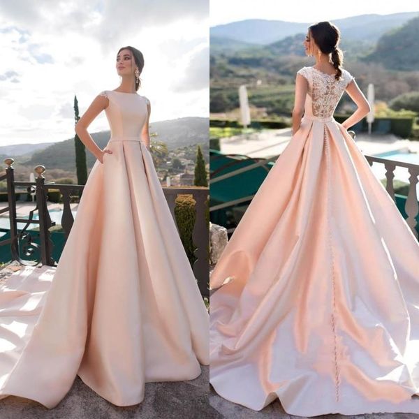 2020 pink wedding dresses jewel neck lace satin beach bridal gowns button back sweep train a-line wedding dress robe de mariée bc1948
2020 pink wedding dresses jewel neck lace satin beach bridal gowns button back sweep train a-line wedding dress robe de mariée bc1948