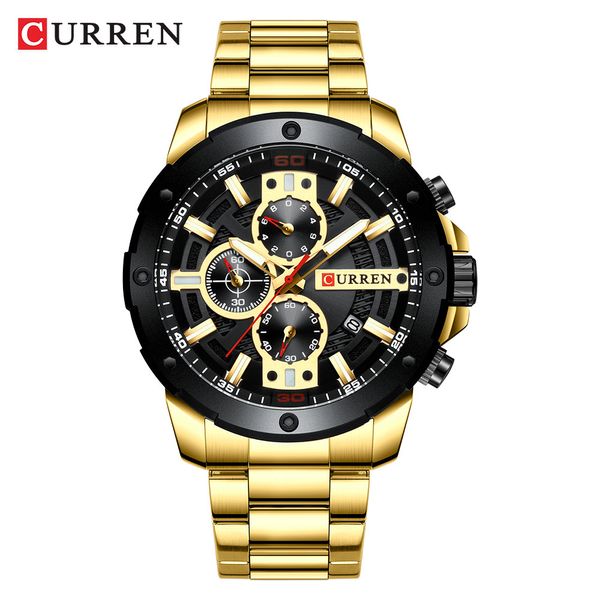 

curren 8336 men's watches 2019 man watch men quartz men's wristwatch clock stainless steel watchband male watch, Slivery;brown