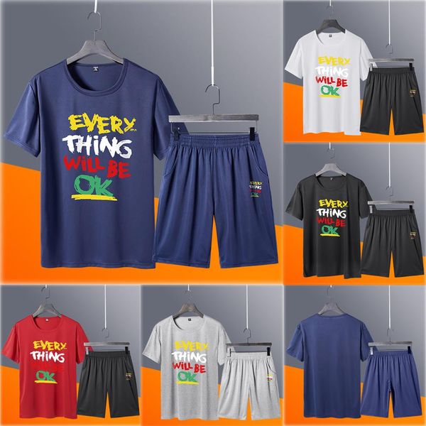 men's summer leisure fashion printing short sleeve shorts fitness sports sets, Gray
men's summer leisure fashion printing short sleeve shorts fitness sports sets, Gray