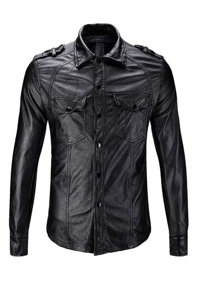 2020 new men's clothing hair stylist fashion hip-hop punk retro locomotive pu leather shirt performance plus size costume, White;black
2020 new men's clothing hair stylist fashion hip-hop punk retro locomotive pu leather shirt performance plus size costume, White;black