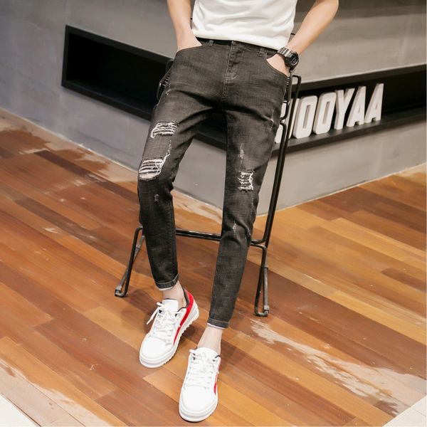 2019 new spring and summer fashion korean version of the couple nine points of slim fit casual jeans hip hop streetwear on sale, Blue
2019 new spring and summer fashion korean version of the couple nine points of slim fit casual jeans hip hop streetwear on sale, Blue