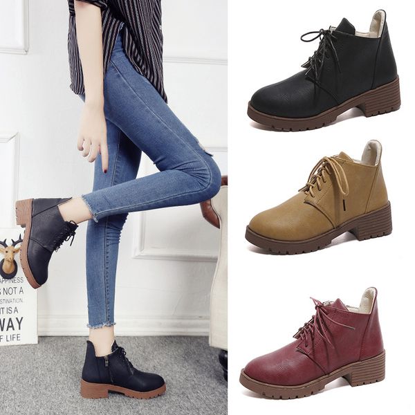 shoes lace up med heel boots booties ladies luxury designer round toe boots-women rubber fashion 2019 rock ankle pu solid, Black
shoes lace up med heel boots booties ladies luxury designer round toe boots-women rubber fashion 2019 rock ankle pu solid, Black