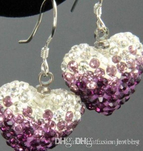 d3633 mircro pave disco mix colors beads clay heart gradual change drop dangle crystall crystal earrings stud women, Silver
d3633 mircro pave disco mix colors beads clay heart gradual change drop dangle crystall crystal earrings stud women, Silver