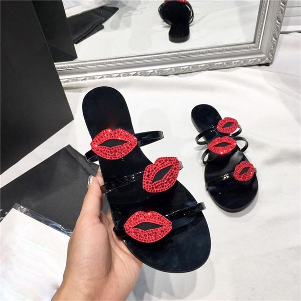 2020 red crystal lips gladiator sandals woman sandales femme summer fashion three-band flat slides sandals women slippers, Black
2020 red crystal lips gladiator sandals woman sandales femme summer fashion three-band flat slides sandals women slippers, Black