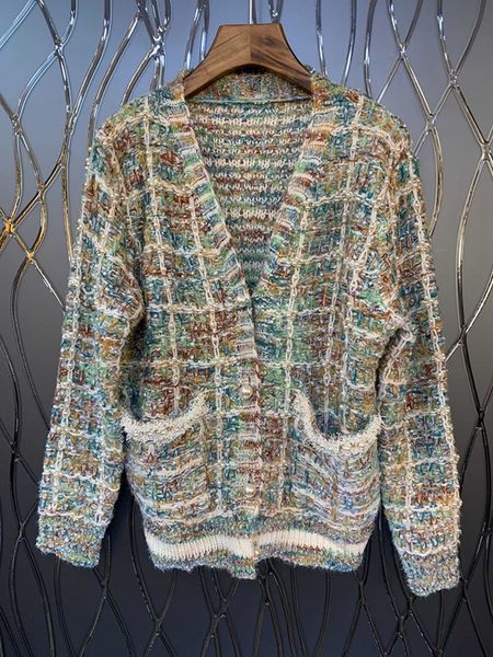 2019 new women's autumn and winter wild loose v-neck plaid knit cardigan 924, White
2019 new women's autumn and winter wild loose v-neck plaid knit cardigan 924, White