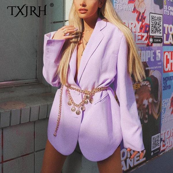 txjrh 2020 chic fashion boyfriend lavender purple blazer women suit long sleeve casual coat notched collar back slit outwear top, White;black
txjrh 2020 chic fashion boyfriend lavender purple blazer women suit long sleeve casual coat notched collar back slit outwear top, White;black