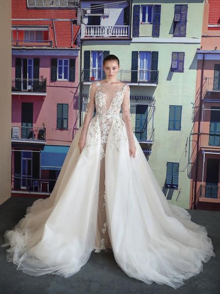 vintage lace appliqued mermaid wedding dress with detachable train luxury sheath backless deep v neck plus size bridal gown, White
vintage lace appliqued mermaid wedding dress with detachable train luxury sheath backless deep v neck plus size bridal gown, White