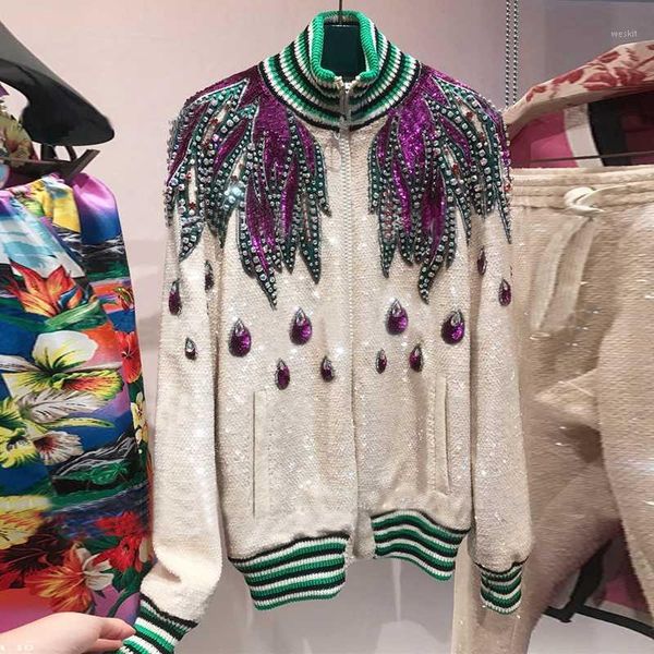 women embroidered sequin rhinestone beading bomber jacket baseball jacket coat high neck fashion for women1, Black;brown
women embroidered sequin rhinestone beading bomber jacket baseball jacket coat high neck fashion for women1, Black;brown