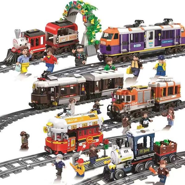 

Новое прибытие поезд строительные блоки железнодорожного пути поезд игрушки стр