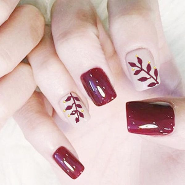 24pcs/set women fingernails elegent leaves nail finished wearable fake nails with back sticker bride manicure square faux nails, Red;gold
24pcs/set women fingernails elegent leaves nail finished wearable fake nails with back sticker bride manicure square faux nails, Red;gold