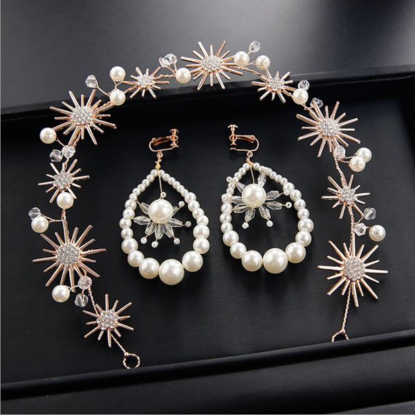 new bride tiara baroque gold hair accessories headband hair band set wedding wedding dress accessories, Golden;white
new bride tiara baroque gold hair accessories headband hair band set wedding wedding dress accessories, Golden;white
