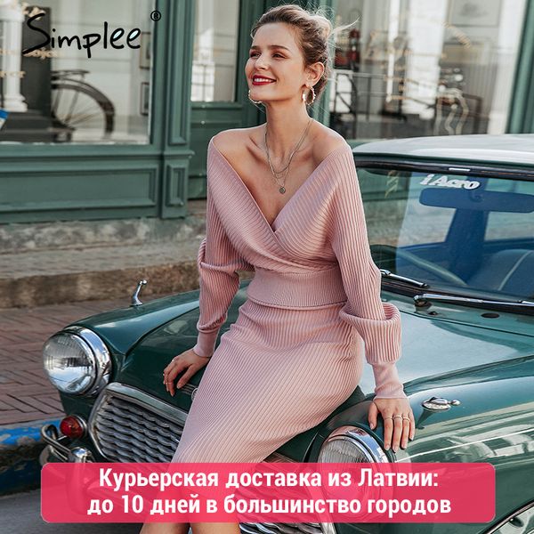 simplee sexy v-образным вырезом женщин вязаные юбки костюмы осень зима рукав batwing 2 шт элегантный женский свитер партия розовое платье, Black;gray 
simplee sexy v-образным вырезом женщин вязаные юбки костюмы осень зима рукав batwing 2 шт элегантный женский свитер партия розовое платье, Black;gray