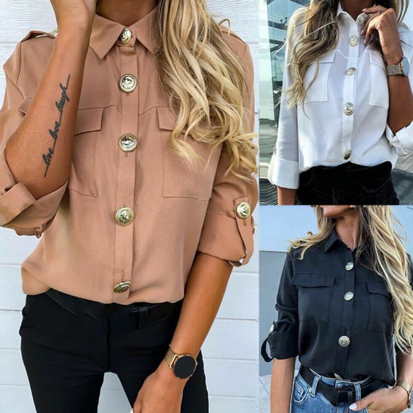 women's blouses & shirts liva girl black solid single breasted casual blouse women 2021 summer khaki short sleeve korean ladies white b
women's blouses & shirts liva girl black solid single breasted casual blouse women 2021 summer khaki short sleeve korean ladies white b