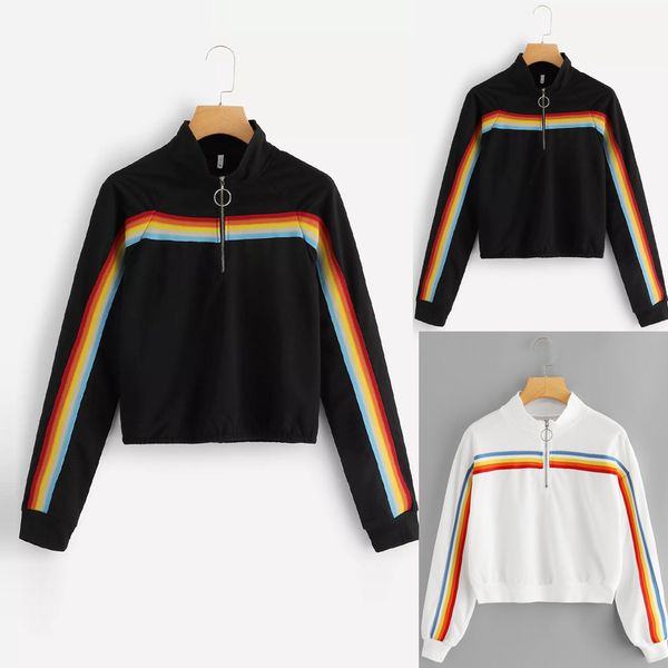 fashion rainbow long sleeve zip stripe sleeve turtlen casual womens sweatshirt solid splicing zipper stripe pullover sweatshirt, Black
fashion rainbow long sleeve zip stripe sleeve turtlen casual womens sweatshirt solid splicing zipper stripe pullover sweatshirt, Black