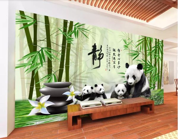 

3d room wallpaper custom p non-woven mural panda national treasure bamboo forest cobblestone tv background wall wallpaper for walls 3 d