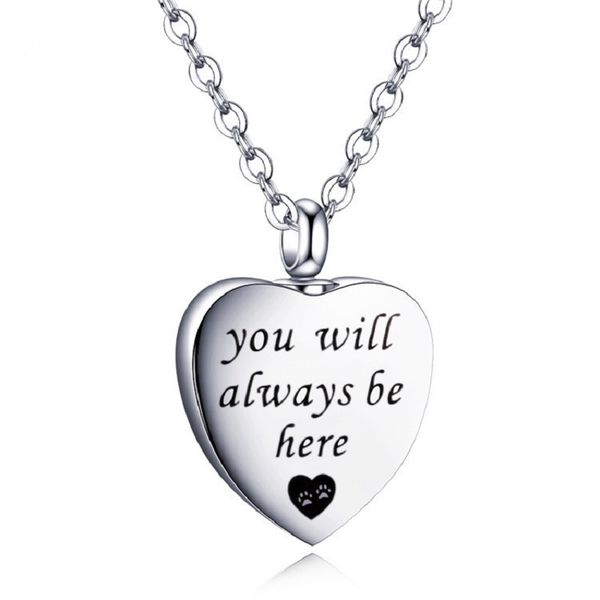 carved "you will always be here" keepsake jewelry print heart cremation urn necklace for pet ashes pendant stainless steel, Silver
carved "you will always be here" keepsake jewelry print heart cremation urn necklace for pet ashes pendant stainless steel, Silver