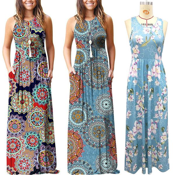 women's print dress o-neck sleeveless summer long dress flowers print casual pocket maxi dress s l xxl, Black;gray
women's print dress o-neck sleeveless summer long dress flowers print casual pocket maxi dress s l xxl, Black;gray