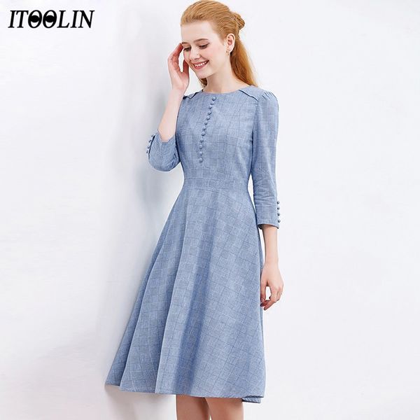 itoolin women blue button plaid dress elegant fashion o-neck a-line office knee length a-line dresses spring autumn vestidos, Black;gray
itoolin women blue button plaid dress elegant fashion o-neck a-line office knee length a-line dresses spring autumn vestidos, Black;gray