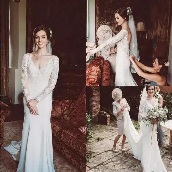 new fashion lace wedding dresses capped long sleeves deep v neck backless robe de mariee court train bridal gowns lace appliques, White
new fashion lace wedding dresses capped long sleeves deep v neck backless robe de mariee court train bridal gowns lace appliques, White