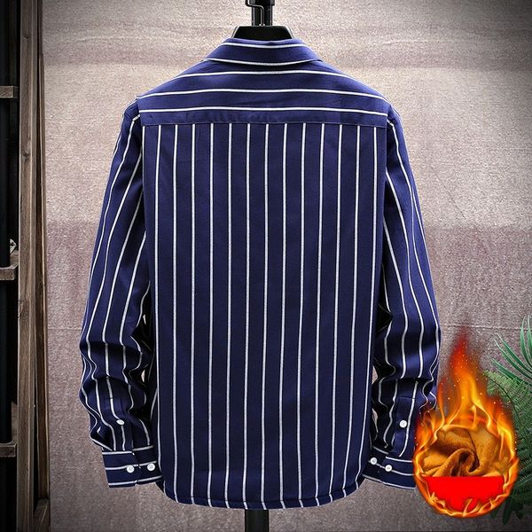 men autumn winter warm business slim striped shirt plus size 5xl street casual long sleeve white blue gray shirts, White;black
men autumn winter warm business slim striped shirt plus size 5xl street casual long sleeve white blue gray shirts, White;black