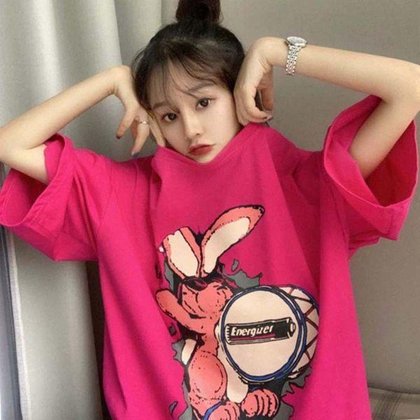 2020 hong kong style t-shirt women's short-sleeved cartoon rabbit mid-long lower body missing western style t-shirt, White
2020 hong kong style t-shirt women's short-sleeved cartoon rabbit mid-long lower body missing western style t-shirt, White