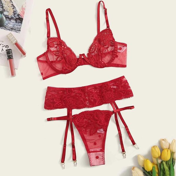 bras sets aduloty guipure lace underwire garter lingerie set embroidered floral mesh gauze underwear bra and thong suit, Red;black
bras sets aduloty guipure lace underwire garter lingerie set embroidered floral mesh gauze underwear bra and thong suit, Red;black