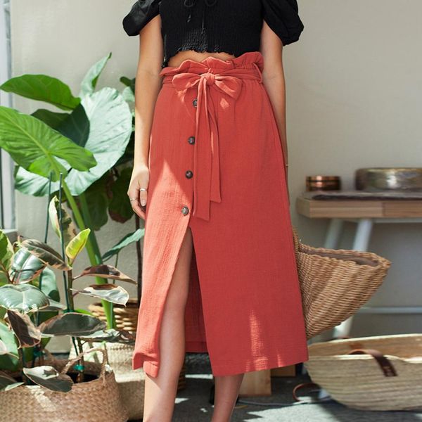 women summer skirts 2019 elegant high waist summer bohe high waist button belt cotton linen beach wrap long skirt dropshipping, Black
women summer skirts 2019 elegant high waist summer bohe high waist button belt cotton linen beach wrap long skirt dropshipping, Black