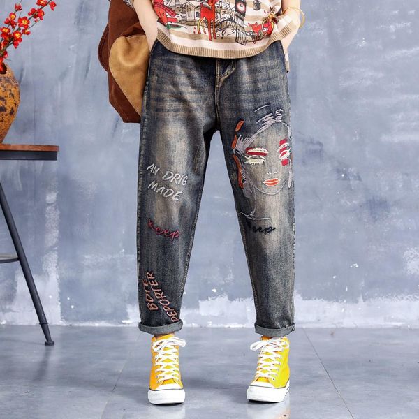 girls embroidered ethnic jeans loose woman elastic waist cotton stretch harem trousers ladies patchwork baggy denim pants, Blue
girls embroidered ethnic jeans loose woman elastic waist cotton stretch harem trousers ladies patchwork baggy denim pants, Blue
