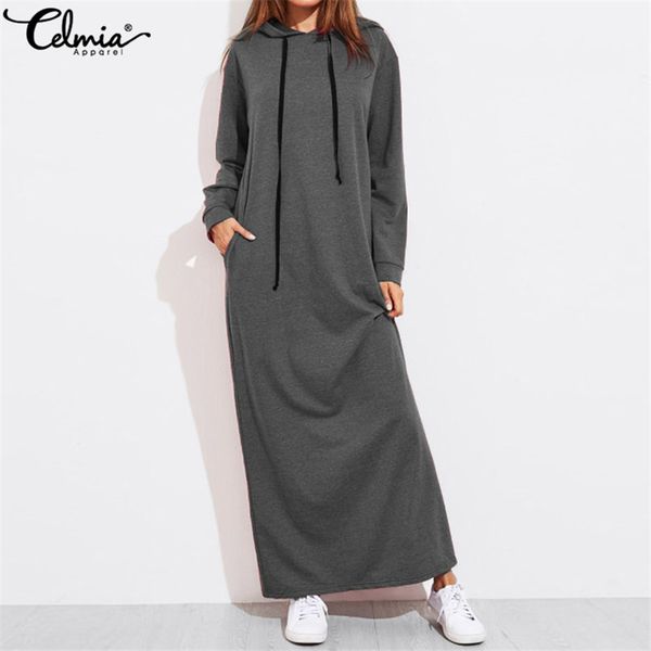 celmia 2019 autumn women vintage hoodies maxi dress casual solid long sleeve pockets hooded dresses long vestidos robe femme 5xl, Black;gray
celmia 2019 autumn women vintage hoodies maxi dress casual solid long sleeve pockets hooded dresses long vestidos robe femme 5xl, Black;gray