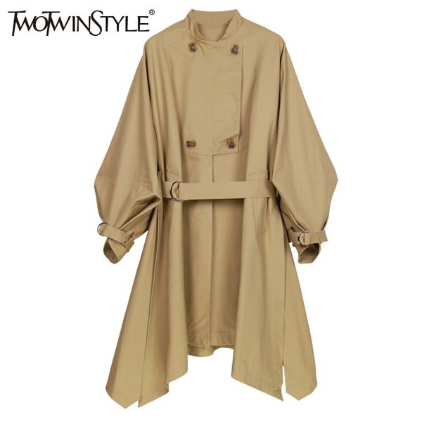 twotwinstyle autumn asymmetrical trench coat female lantern long sleeve women's windbreaker lace up midi overcoat big sizes 2019, Tan;black
twotwinstyle autumn asymmetrical trench coat female lantern long sleeve women's windbreaker lace up midi overcoat big sizes 2019, Tan;black