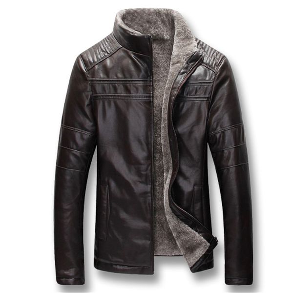 men autumn winter thick fleece pu leather jackets coats hombre male casual fashion slim fit large size zip jackets men coat, Black;brown 
men autumn winter thick fleece pu leather jackets coats hombre male casual fashion slim fit large size zip jackets men coat, Black;brown