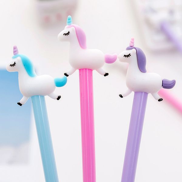 Post 0.38 Mm Black Ink Pen Cute Cartoon Jumping Unicorn Gel Pen Creative Student Exam Signature Pen Office Stationery School Office Sup