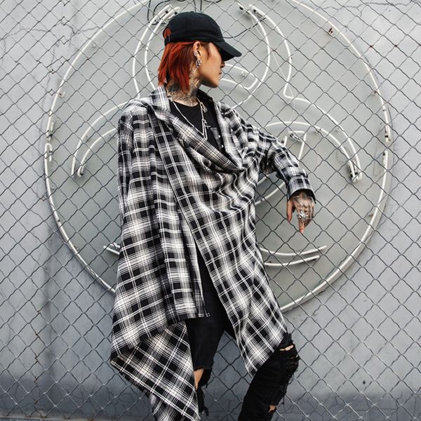 2019 spring summer new korean chao men's medium and long sleeve loose shirt men's chequered shirt alternative stage dress, White;black
2019 spring summer new korean chao men's medium and long sleeve loose shirt men's chequered shirt alternative stage dress, White;black