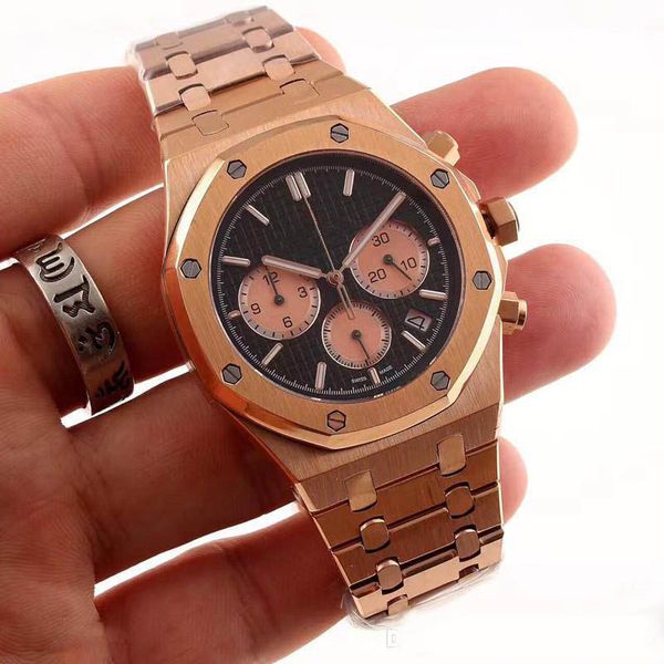 

Лучшие роскошные мужские часы золото Stanless стальной безель 42 мм высокое качество VK хронограф кварцевый спорт Мужчины бизнес Сапфир наручные часы