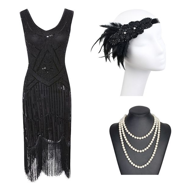 1920s gatsby sequin fringed paisley flapper dress with 20s accessories set xs,s,l,,xl,xxl, Black;gray
1920s gatsby sequin fringed paisley flapper dress with 20s accessories set xs,s,l,,xl,xxl, Black;gray