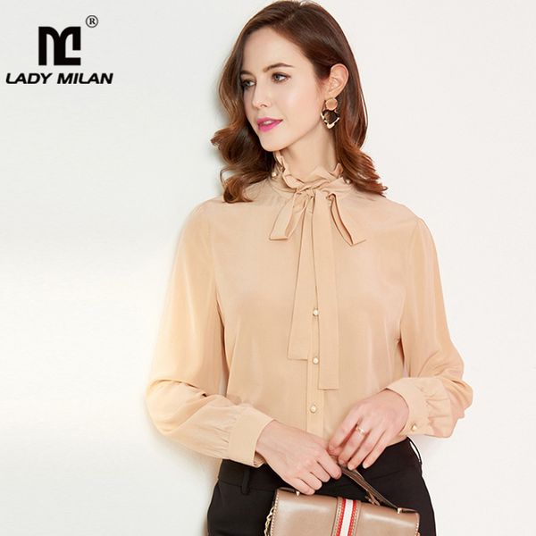 100% natural silk women's runway shirt lace up bow collar long sleeves ruffles fashion high street casual blouse shirt, White
100% natural silk women's runway shirt lace up bow collar long sleeves ruffles fashion high street casual blouse shirt, White