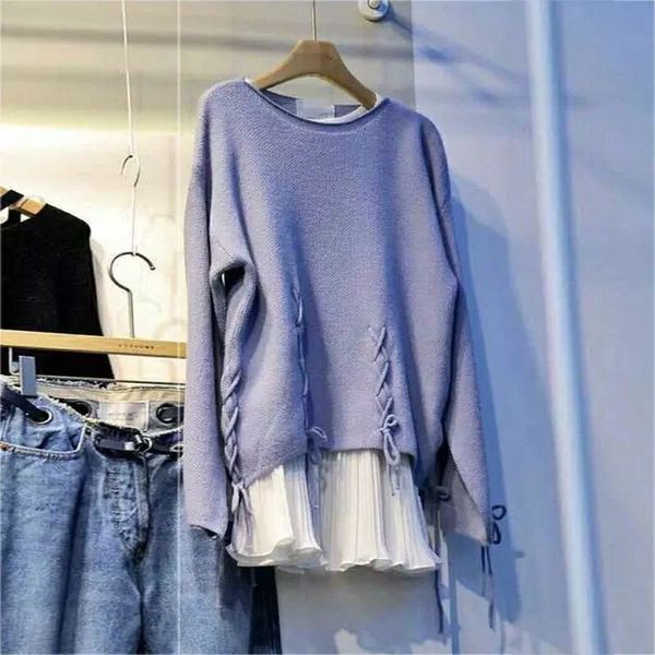 fall sweater shirt women new korean loose knitted coat women's pleated ruffles stitching sweater jumper girls students pull, White;black
fall sweater shirt women new korean loose knitted coat women's pleated ruffles stitching sweater jumper girls students pull, White;black