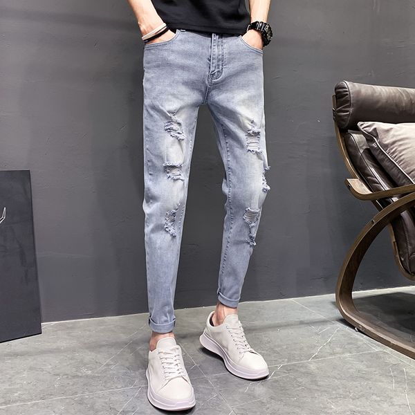 autumn new jeans men stretch slim fashion washed solid color casual denim pants man streetwear wild hip-hop hole jeans male, Blue
autumn new jeans men stretch slim fashion washed solid color casual denim pants man streetwear wild hip-hop hole jeans male, Blue