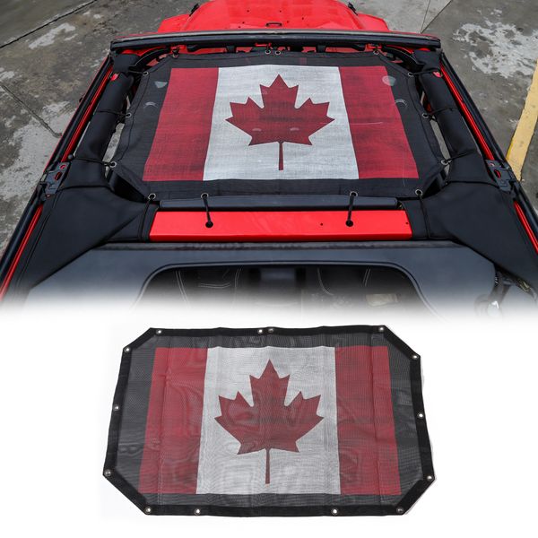 foldable car roof mesh sunshade provides uv sun protection for jeep wrangler jk 2007-2017 auto exterior accessories (canada flag
foldable car roof mesh sunshade provides uv sun protection for jeep wrangler jk 2007-2017 auto exterior accessories (canada flag