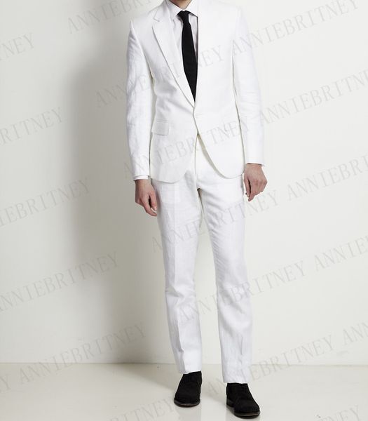 white linen men suit casual blazer custom groom slim fit beach men suits set 2 pieces jacket pants costume homme, White;black
white linen men suit casual blazer custom groom slim fit beach men suits set 2 pieces jacket pants costume homme, White;black