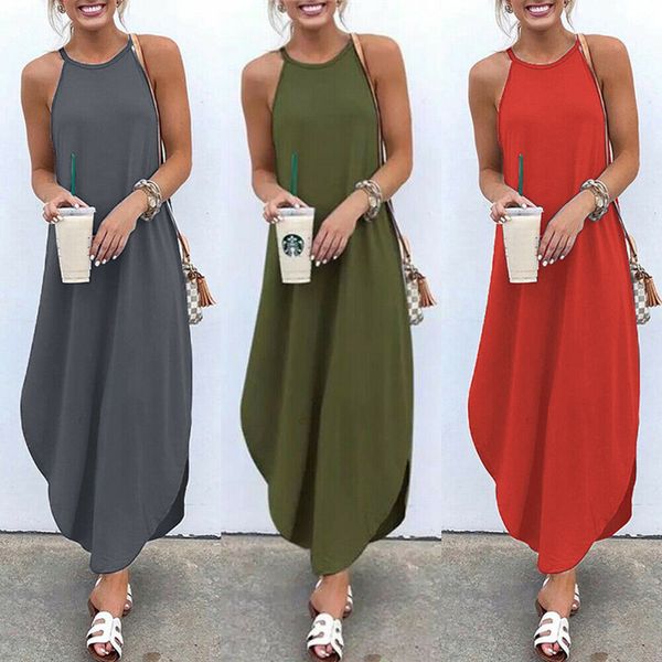 women's summer boho casual long maxi dress sleeveless evening party beach casual loose dress sundress, Black;gray
women's summer boho casual long maxi dress sleeveless evening party beach casual loose dress sundress, Black;gray