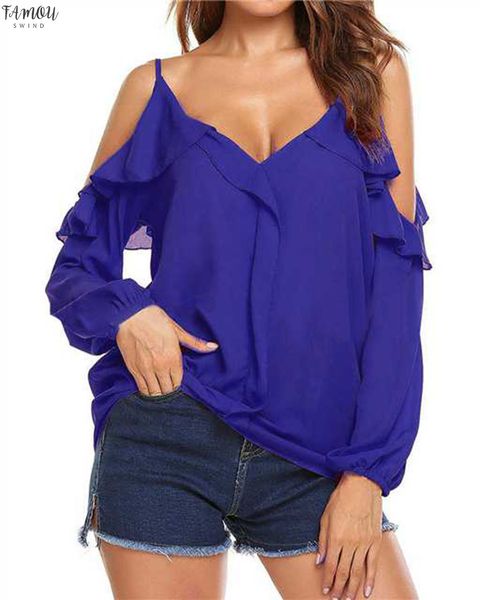 2020 women chiffon and shirts casual loose patchwork ruffles sleeve blouse v neck cold shoulder shirts big size, White
2020 women chiffon and shirts casual loose patchwork ruffles sleeve blouse v neck cold shoulder shirts big size, White