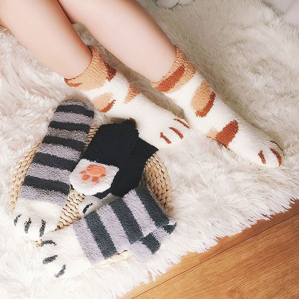 2019 autumn and winter new cat claw socks non-slip coral velvet thick warm socks home sleeping floor, Black;white
2019 autumn and winter new cat claw socks non-slip coral velvet thick warm socks home sleeping floor, Black;white