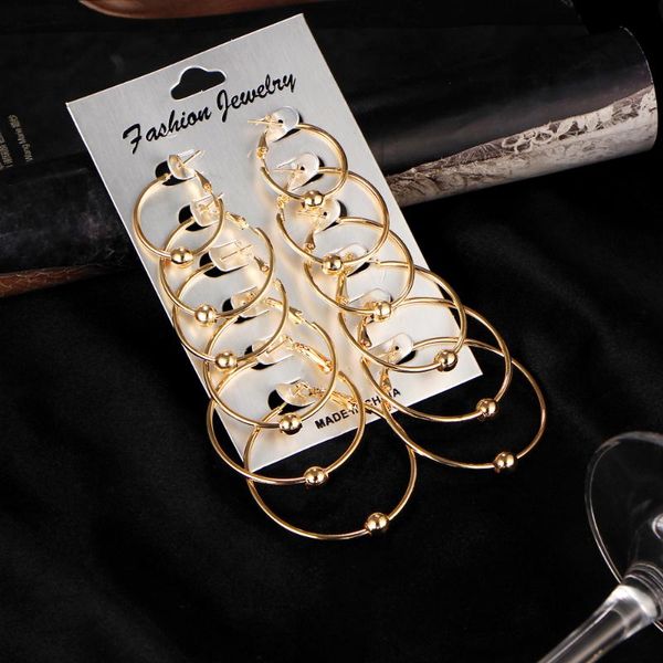 punk style gift fashion large bead round hoop earrings for women female gold and silver color circle earrings 6 pair/set, Golden;silver
punk style gift fashion large bead round hoop earrings for women female gold and silver color circle earrings 6 pair/set, Golden;silver