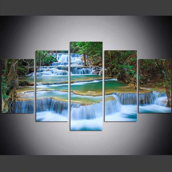 5 piece large size canvas wall art pictures creative clear forest waterfall art print oil painting for living room
5 piece large size canvas wall art pictures creative clear forest waterfall art print oil painting for living room