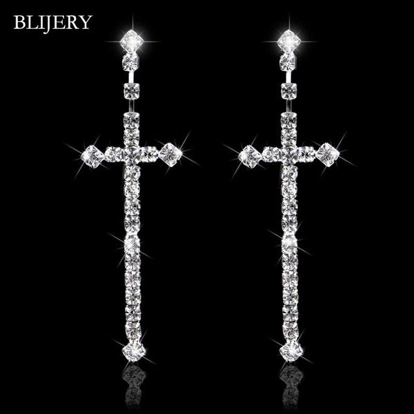 blijery silver color cross shape rhinestone long earrings for women sparking crystal dangle drop earrings bridal wedding jewelry
blijery silver color cross shape rhinestone long earrings for women sparking crystal dangle drop earrings bridal wedding jewelry