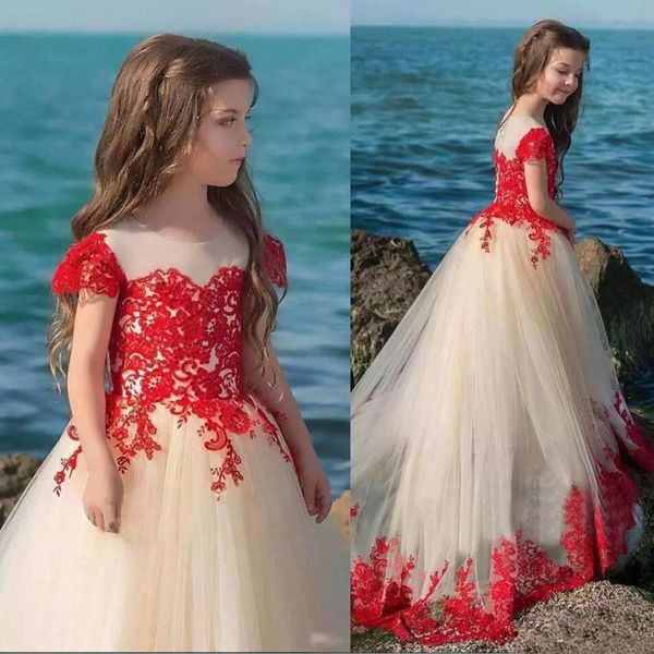 princess flower girl dresses sheer jewel neck short sleeve kids wear for weddings pageant little girls communion dresses, Red;yellow
princess flower girl dresses sheer jewel neck short sleeve kids wear for weddings pageant little girls communion dresses, Red;yellow