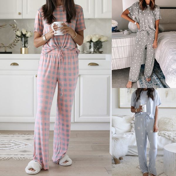 two piece dress women's clothing printing 2pieces pajamas set comfortable shirt and pants homeclothing for women, White
two piece dress women's clothing printing 2pieces pajamas set comfortable shirt and pants homeclothing for women, White