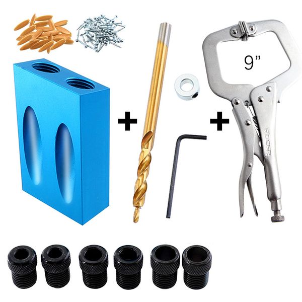 50pcs/set new mini style pocket hole jig kit system for wood working joinery step drill bit & accessories wood work tool set
50pcs/set new mini style pocket hole jig kit system for wood working joinery step drill bit & accessories wood work tool set