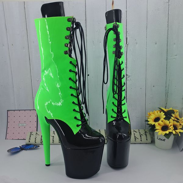 

leecabe mixed color upper color 20cm/8inch women's platform sandals party high heels shoes pole dance bootie, Black